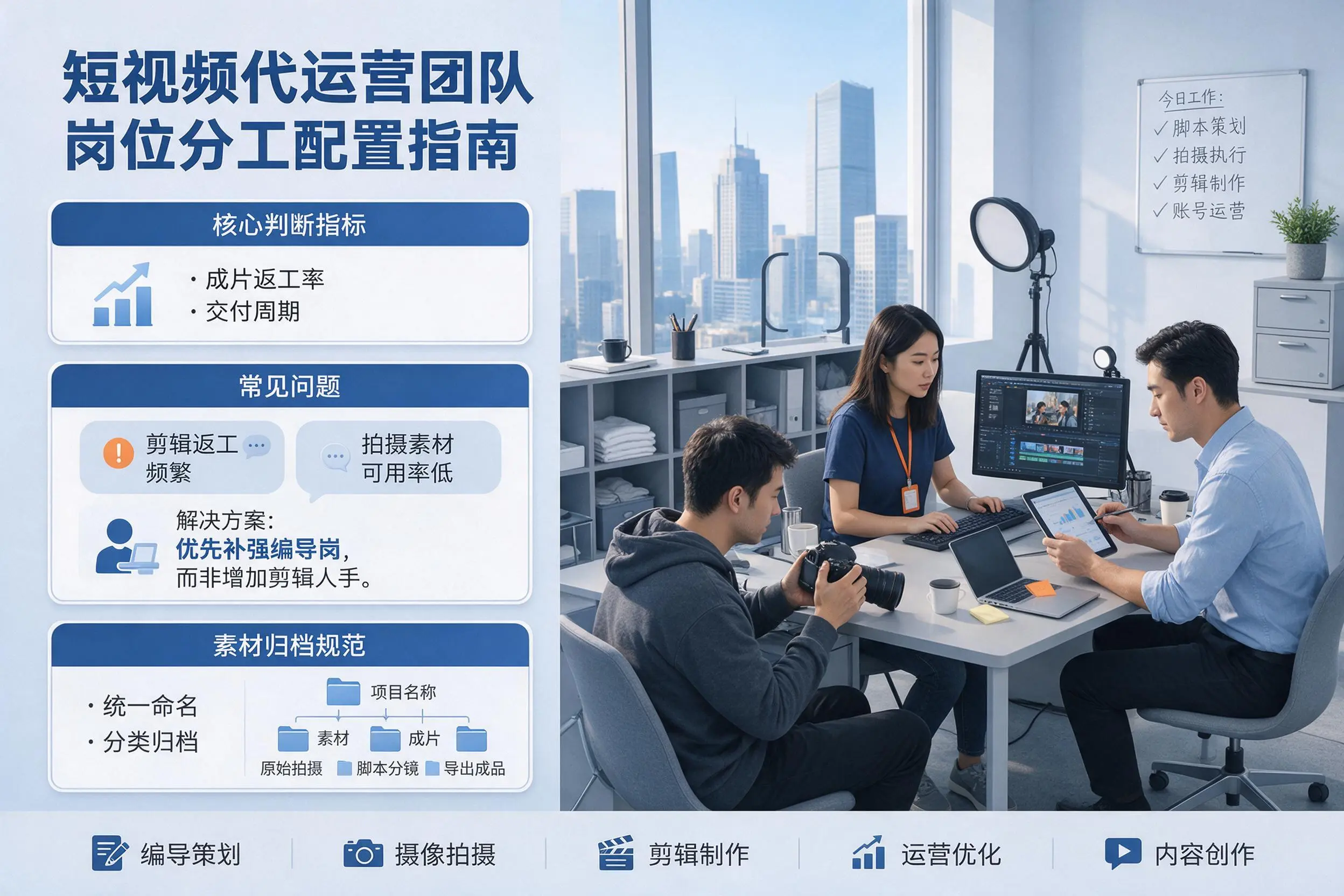 短视频代运营团队如何配置?肇庆企业岗位分工科普说明